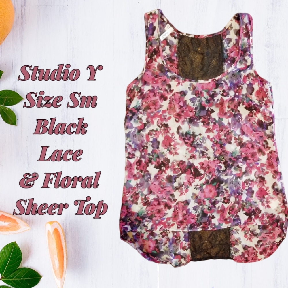 Studio Y Floral Lace Sheer Top